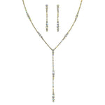 #17514G - Graduated Rhinestone Drop Necklace and Earring Set - Gold Necklace Sets - Low price Rhinestone Jewelry Corporation