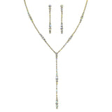 #17514G - Graduated Rhinestone Drop Necklace and Earring Set - Gold Necklace Sets - Low price Rhinestone Jewelry Corporation