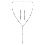 #17514S - Graduated Rhinestone Drop Necklace and Earring Set - Silver Necklace Sets - Low price Rhinestone Jewelry Corporation
