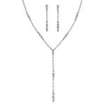 #17514S - Graduated Rhinestone Drop Necklace and Earring Set - Silver Necklace Sets - Low price Rhinestone Jewelry Corporation