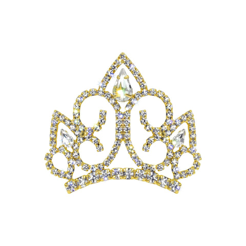 #16646G - Swirl Point Crown Pin - Gold Pins - Pageant & Crown Rhinestone Jewelry Corporation