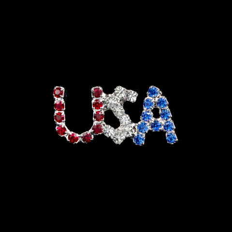 Pins - Patrioitic & Support #7469S - Rhinestone USA Pin - MADE IN USA
