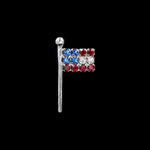 Pins - Patrioitic & Support #7470S - Rhinestone Flag Pin - Silver - MADE IN USA