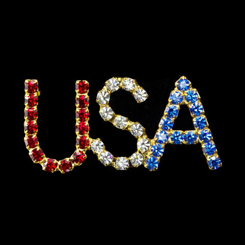 Pins - Patrioitic & Support #7485 - Rhinestone USA Pin - MADE IN USA