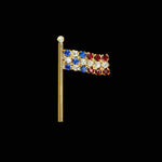 Pins - Patrioitic & Support #7489GSM - Rhinestone Flag Pin - Small Gold - MADE IN USA