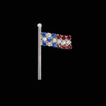 Pins - Patrioitic & Support #7489SSM - Rhinestone Flag Pin - Small Silver - MADE IN USA