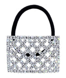 #13712 - Basket Weave Stretch Ponytail Holder Pony Tail Holders Rhinestone Jewelry Corporation