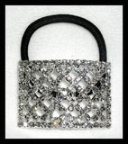 #13712 - Basket Weave Stretch Ponytail Holder Pony Tail Holders Rhinestone Jewelry Corporation