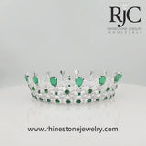 #17494- Emerald Majesty Crown 2" Silver - Princess Victoria Crown Replica Tiaras up to 2" Rhinestone Jewelry Corporation