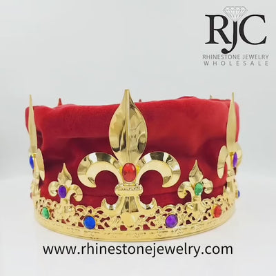 King's Crown #17360-Red Men's Crowns and Scepters Rhinestone Jewelry Corporation