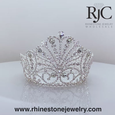 Pageant Crown - Decadence Fixed Crown 4" Tall - WHolesale - RJC - 360 degree view