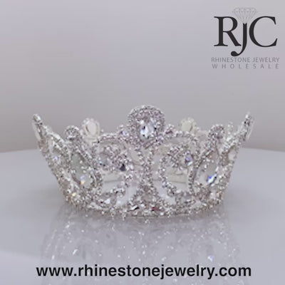 The "Eloise" Fixed Crown 3.25" Tall Crystal Crown by RJC - 360 degree view