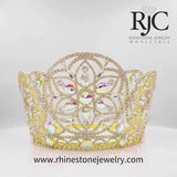 #17258G - Kaleidoscope Crown - 5.25" Tall - Gold Tiaras & Crowns up to 6" Rhinestone Jewelry Corporation