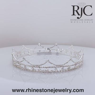 Men's Crown  Low Profille Crywstal Stones Full Round View Video #15924 - Prince of Crowns