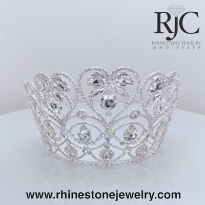 Heart Abundance 5.75" Tall Adjustable Pageant Crown Rhinestone Jewelry Corporation RJC Wholesale - Full round view