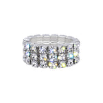 #15394 3-Row Stretch Rhinestone Ring Rings Rhinestone Jewelry Corporation