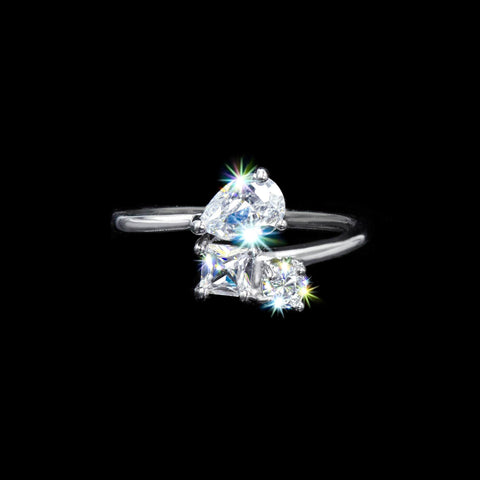 Rings #17409 - 3 of a Kind Adjustable CZ Ring