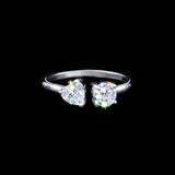 Rings #17415 - Heart and Round Adjustable CZ Ring