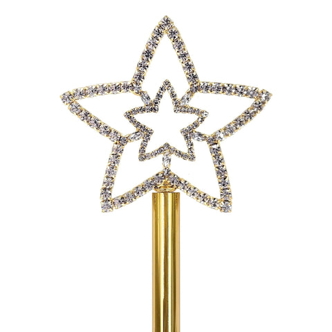 #12624G Double Star Scepter Gold Scepters Rhinestone Jewelry Corporation