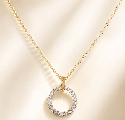 #17605 - Forever Two Tone Necklace with Circle Pendant
