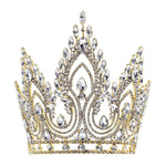 #17244G Fire in the Sky Tiara - 7" Tall with Combs - Gold Tiaras & Crowns over 6" Rhinestone Jewelry Corporation