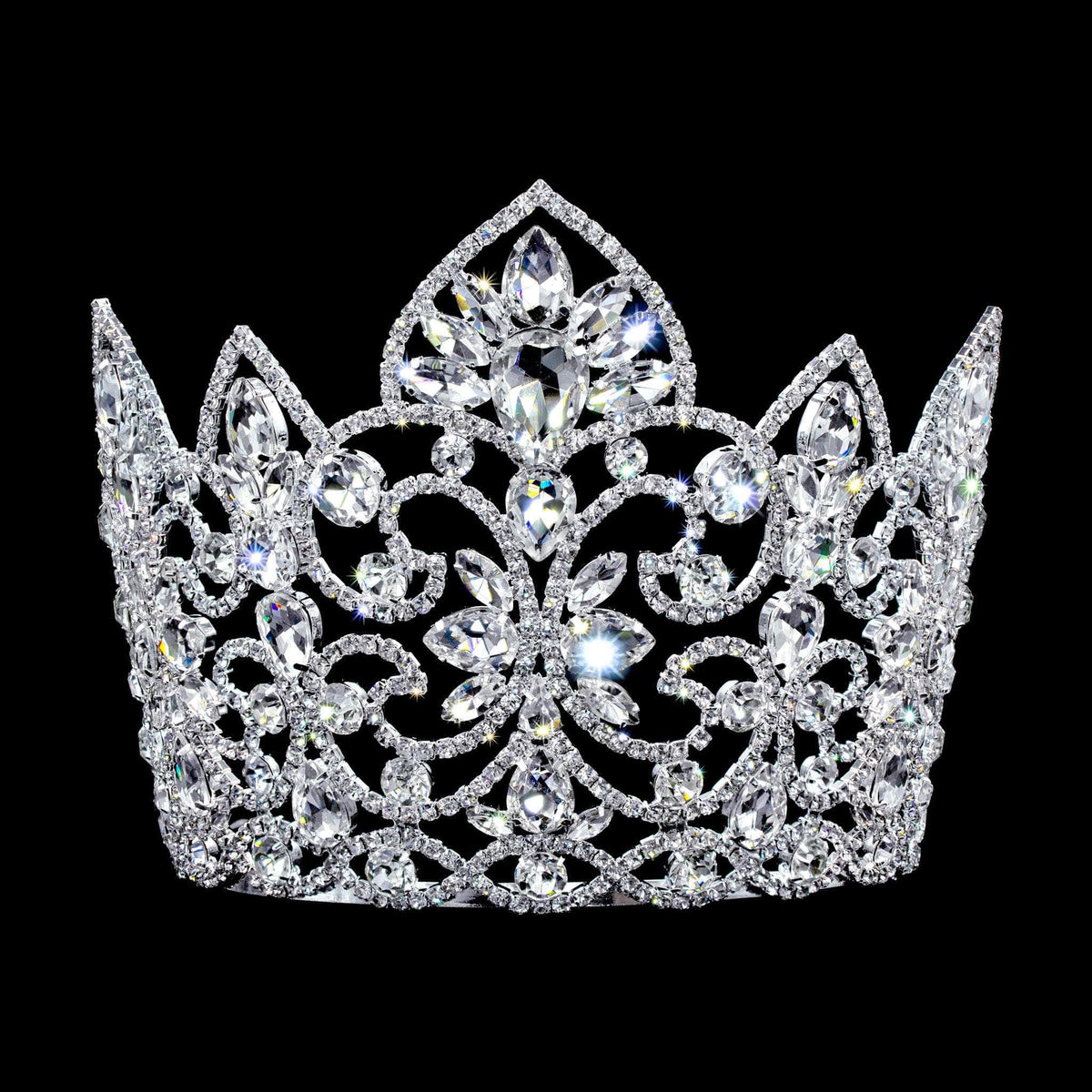 17382 Swirl Point Tiara with Combs 5.5"