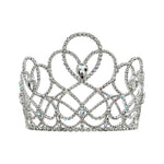 #17539 - Interlocking Hearts Tiara with Combs - 4 3/8" Tall Tiaras & Crowns up to 6" Rhinestone Jewelry Corporation