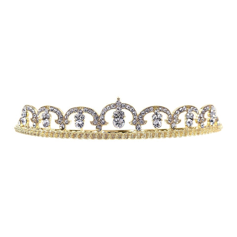 Tiaras up to 1" #10842G - Fine Pave European Crystal Tiara - Gold