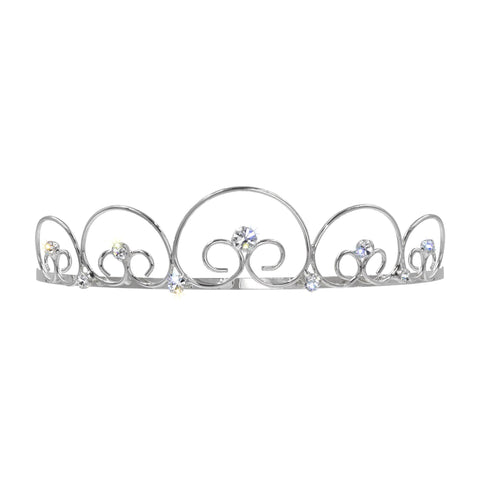 #15263 - Wire Snail Tiara - Silver Tiaras up to 1" Rhinestone Jewelry Corporation