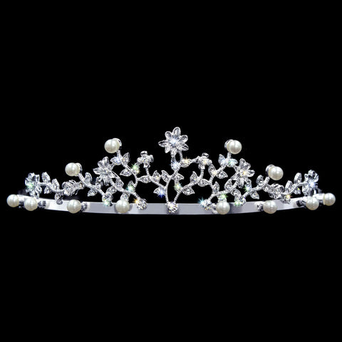 #10949 - Filigree Crystal and Pearl Tiara Tiaras up to 1.5" Rhinestone Jewelry Corporation