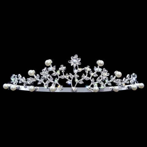 #10949 - Filigree Crystal and Pearl Tiara Tiaras up to 1.5" Rhinestone Jewelry Corporation