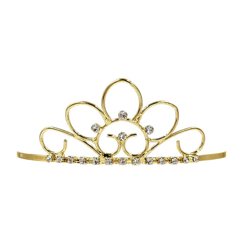 #14689G - Floral Sunrise Tiara - Gold Tiaras up to 2" Rhinestone Jewelry Corporation