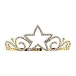 #16367G Festive Star Tiara with Combs - 1.75" - Gold Tiaras up to 2" Rhinestone Jewelry Corporation