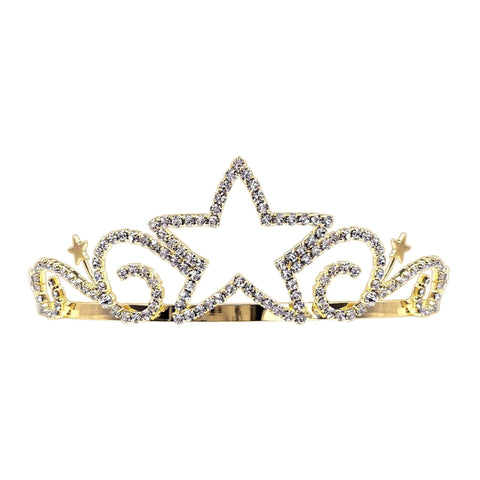 Tiaras up to 2" #16367G Festive Star Tiara with Combs - 1.75" - Gold