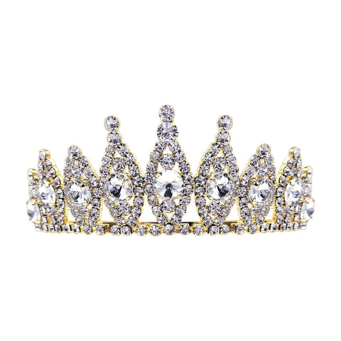 #16598G Rivoli Burst Tiara - 2" Tall - Gold Tiaras up to 2" Rhinestone Jewelry Corporation