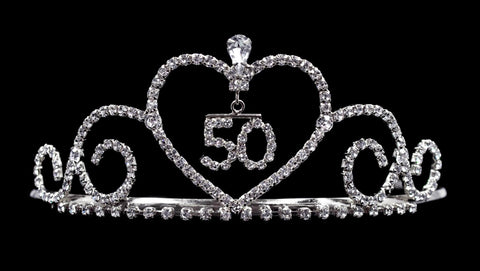 #13349-50S - Sweetheart - #50 - SILVER Tiaras up to 2" Rhinestone Jewelry Corporation