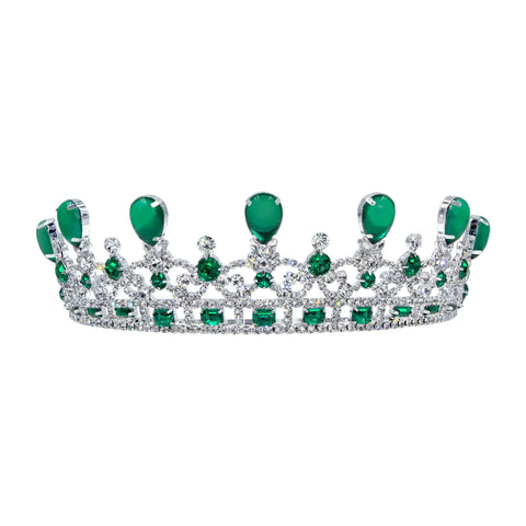 #17493- Emerald Majesty Tiara 2" Silver - Princess Victoria Crown Replica Tiaras up to 2" Rhinestone Jewelry Corporation