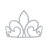 #16580 - Regal Fleur Tiara with Combs - 4" Tall Tiaras up to 4" Rhinestone Jewelry Corporation