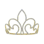 Tiaras up to 4" #16580G - Regal Fleur Tiara with Combs - 4" Tall - Gold Plated