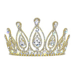 Tiaras up to 4" #17168G - Royal Statement Tiara with Combs - 4" - Gold Plated