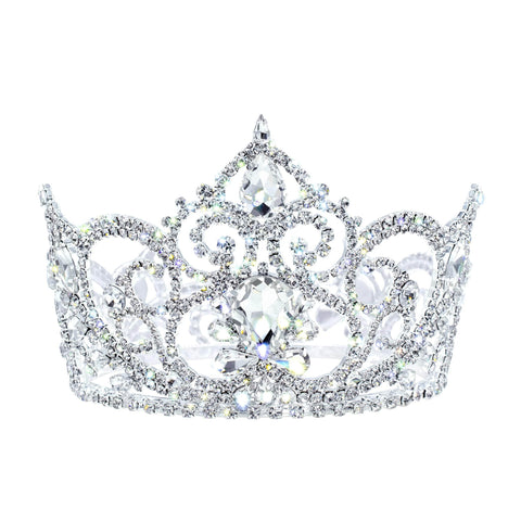 #17437 - Fairy Tale Princess Tiara Bucket Crown - 3.5" Tall x 4.75" Diameter Tiaras up to 4" Rhinestone Jewelry Corporation
