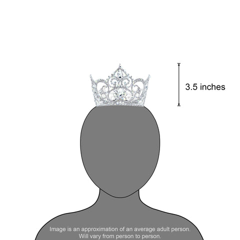 #17437 - Fairy Tale Princess Tiara Bucket Crown - 3.5" Tall x 4.75" Diameter Tiaras up to 4" Rhinestone Jewelry Corporation