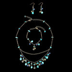 Trendy Jewelry #17399- Turquoise Bracelet, Earring, and Necklace Set (Limited Supply)