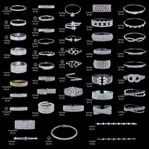 #17635 - 75 Piece Rhinestone Bracelet Assortment with FREE Display Bracelets Rhinestone Jewelry Corporation