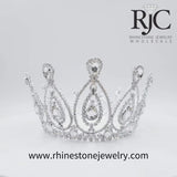 #17216 - Royal Statement Pageant Full Crown with Rings - 3.5" Tiaras up to 4" Rhinestone Jewelry Corporation