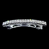 #11076S - 2 Row Rhinestone Barrette - Silver Plated Barrettes Rhinestone Jewelry Corporation