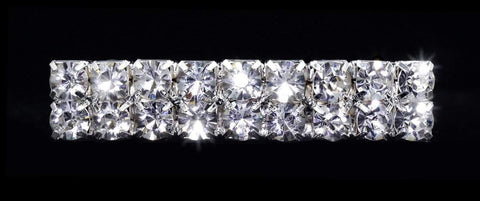 #14149ABS - 2 Row Chunky Stone Barrette - AB Silver Barrettes Rhinestone Jewelry Corporation