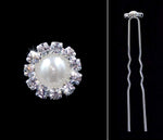 #13870 - Classic Pearl and Rhinestone Hair Pin Bobbie and Hair Pins Rhinestone Jewelry Corporation