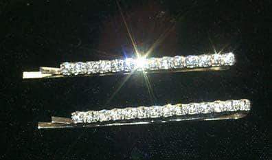 #6492 Pair of Rhinestone Single Row Bobbie Pins Bobbie and Hair Pins Rhinestone Jewelry Corporation