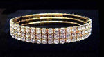 #11949XG - 3 Row Stretch Rhinestone Bracelet - All Clear Crystal Gold